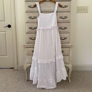 White Smocked Midi Dress